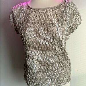 Ruby Rd. Textured Beige and White Blouse